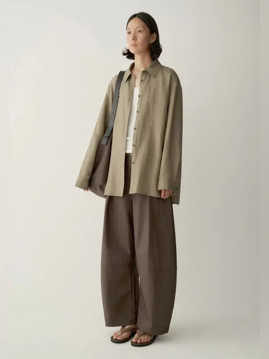 Insisfemme Coated Cropped Pants in Earth Brown - Picture 3 of 8